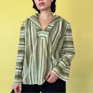Green Striped Women's Top